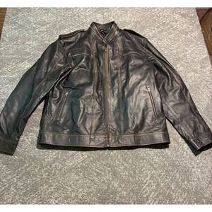 Leather Black Moto Jacket Size 2XL Men's Real Leather Distressed Full Zip